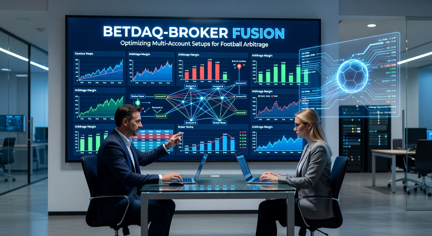 Visual diagram showing Betdaq exchange integrated with multiple betting brokers for seamless football arbitrage opportunities