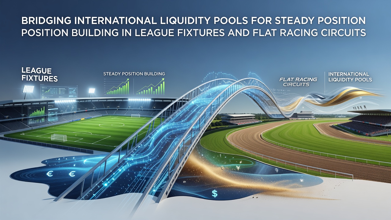 Visualization of international liquidity pools connected across soccer leagues and flat racing circuits