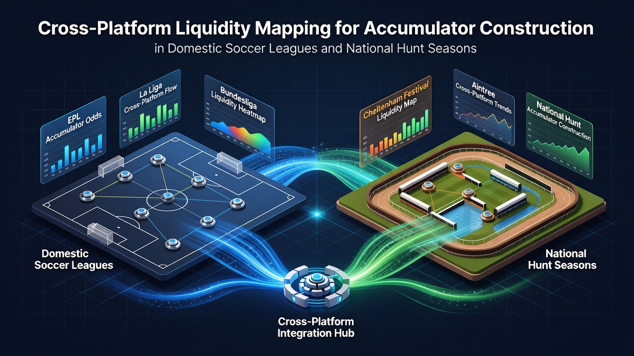 Diagram showing liquidity flows across betting platforms for soccer and racing accumulators