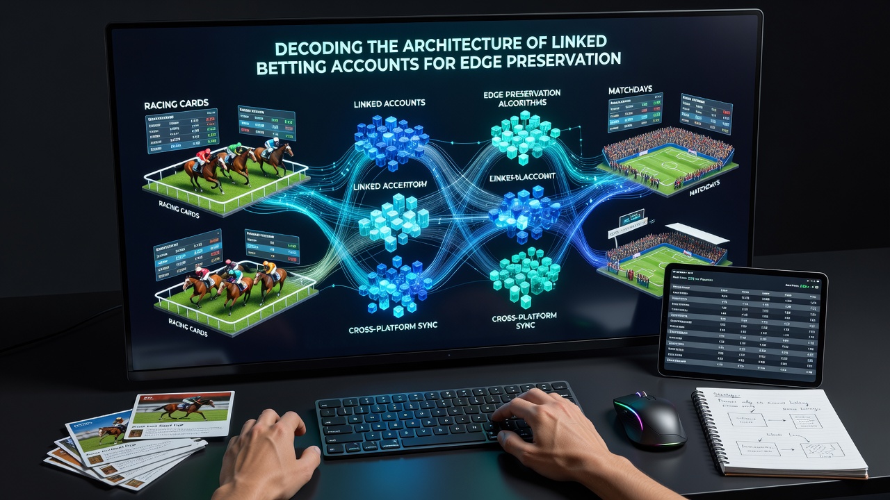 Diagram showing interconnected betting account structures used across horse racing cards and football matchdays