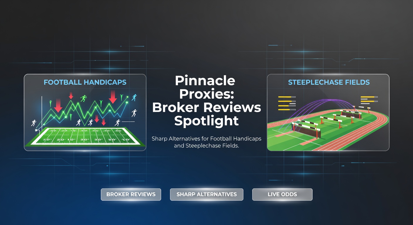 Digital dashboard showing broker interfaces with sharp Pinnacle-style odds on soccer handicaps and steeplechase races