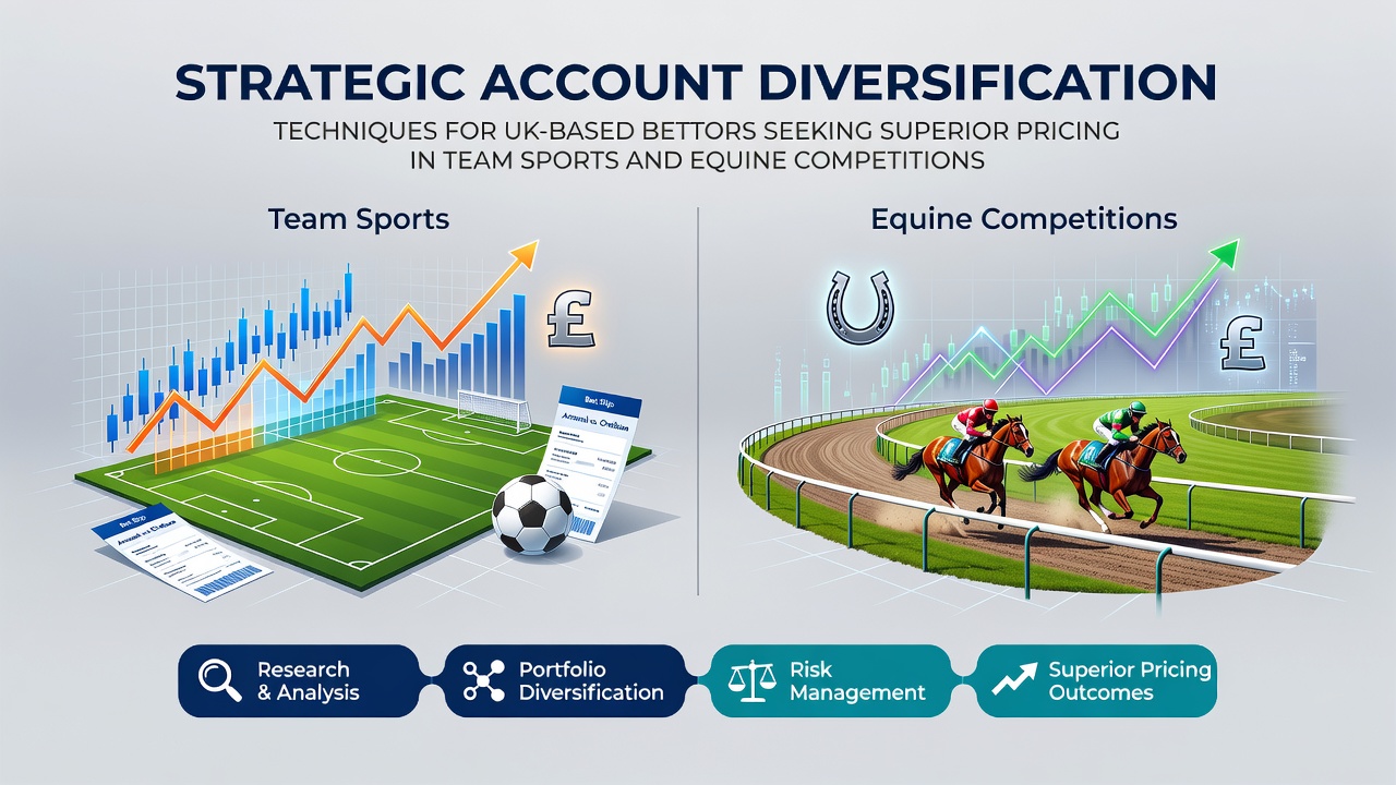 Strategic account diversification overview showing multiple betting platforms for UK football and horse racing markets